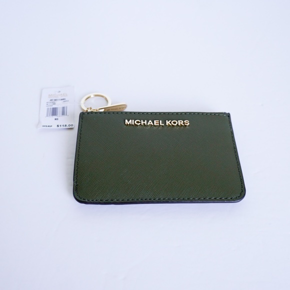 Michael Kors Jet Set CoinPouch Wallet Green Duffle - Picture 5 of 8